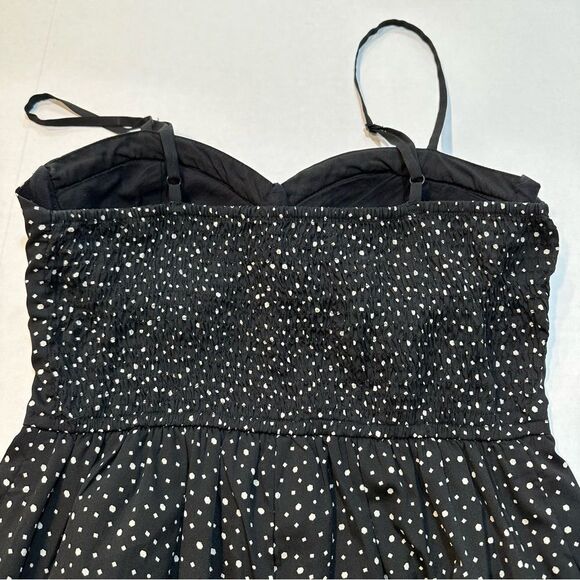 Band of Gypsies Jumpsuit Black White Polka Dot Wide Leg Smocked Back Size S - Picture 5 of 11